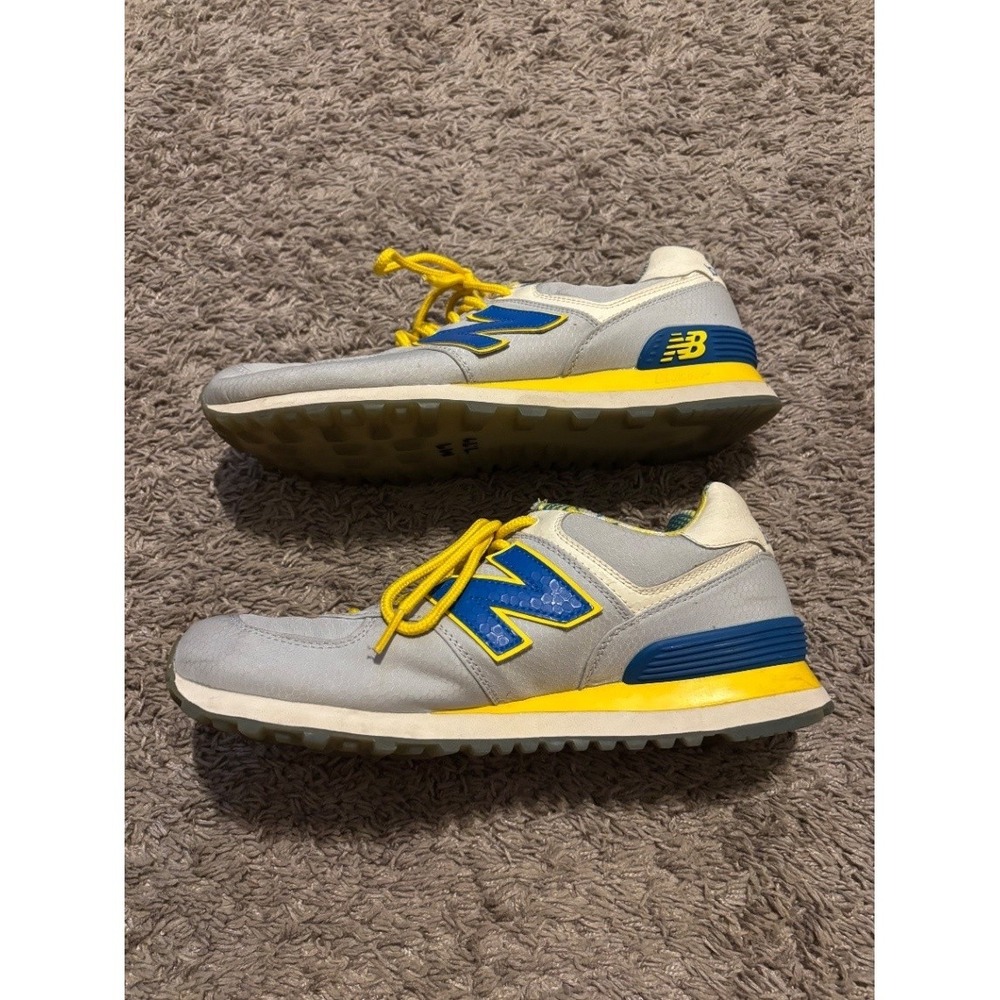 New Balance 574 Mens Athletic Sneakers Gray Blue Yellow 8.5 ML574IGB